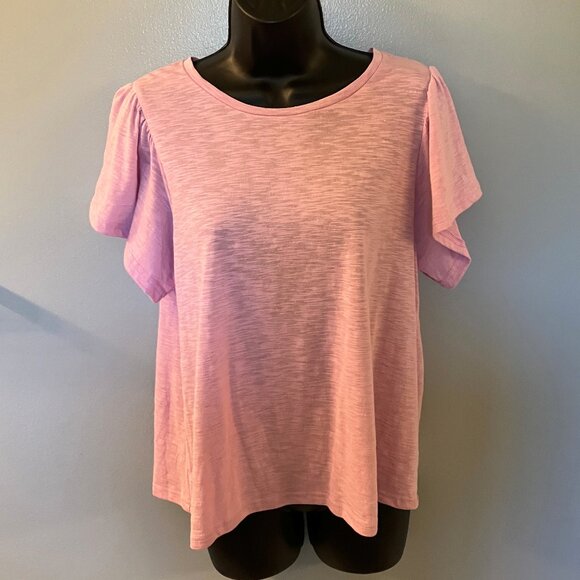 Penelope Rose Tops - NWOT Penelope Rose Pink Flutter Sleeve Tee Size Large